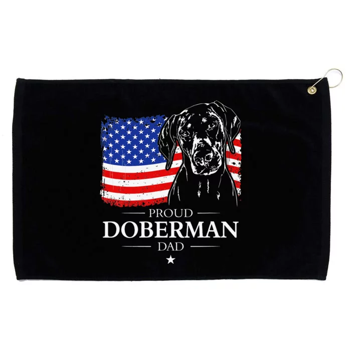 Proud Doberman Dad American Flag patriotic gift Dobie dog Grommeted Golf Towel