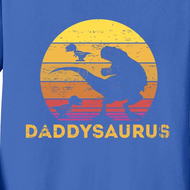 Papa Dinosaur Daddysaurus 2 Two Gift Kids Long Sleeve Shirt