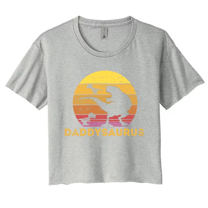 Papa Dinosaur Daddysaurus 2 Two Gift Women's Crop Top Tee