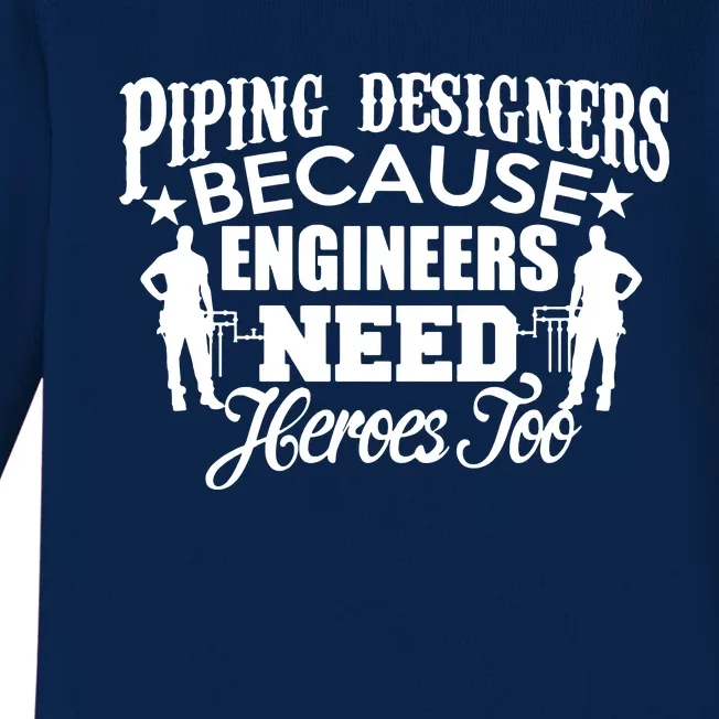 Piping Designers Designing Pipes Funny Cool Gift Job Worker Baby Long Sleeve Bodysuit