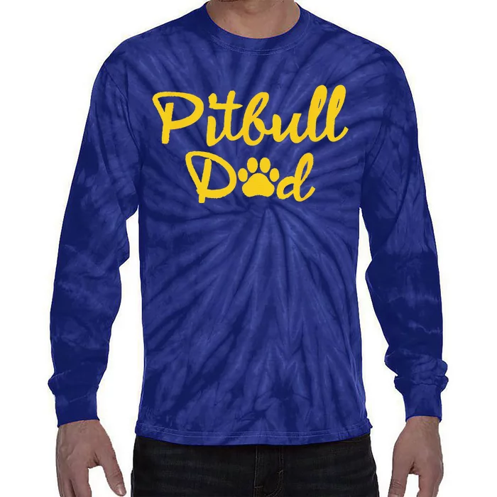 Pitbull Dad Dog Animal Pet Lover Daddy Cool Fathers Day Tie-Dye Long Sleeve Shirt