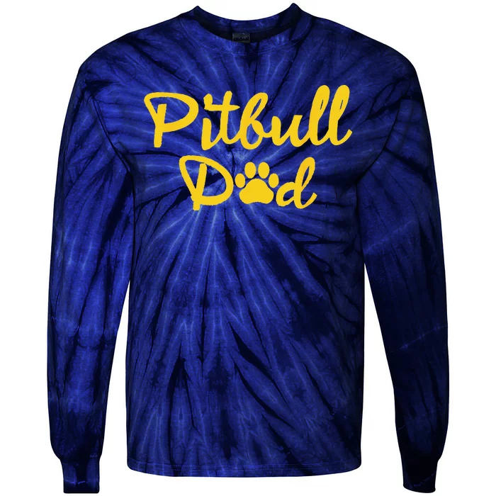 Pitbull Dad Dog Animal Pet Lover Daddy Cool Fathers Day Tie-Dye Long Sleeve Shirt