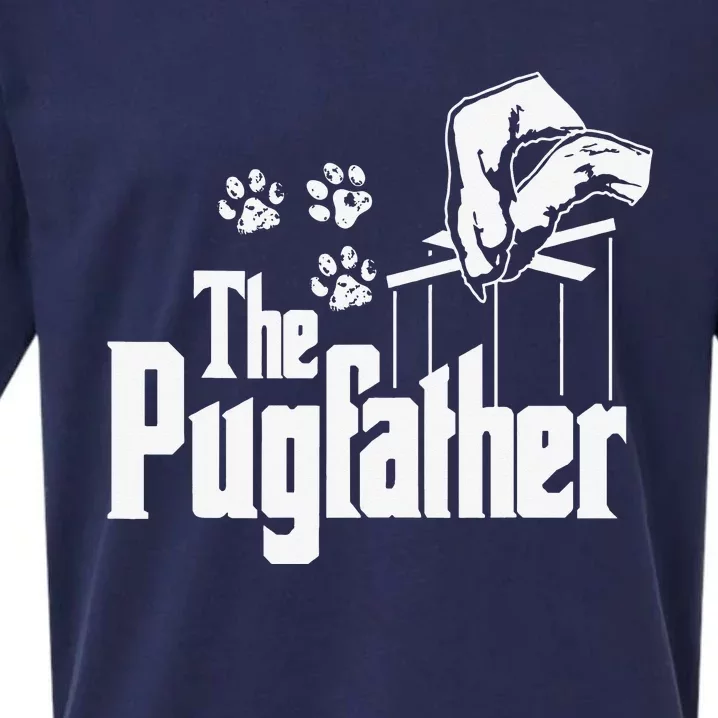 Pugfather Dog Dad Puppy Paw Print Funny Animal FathersDay Sueded Cloud Jersey T-Shirt