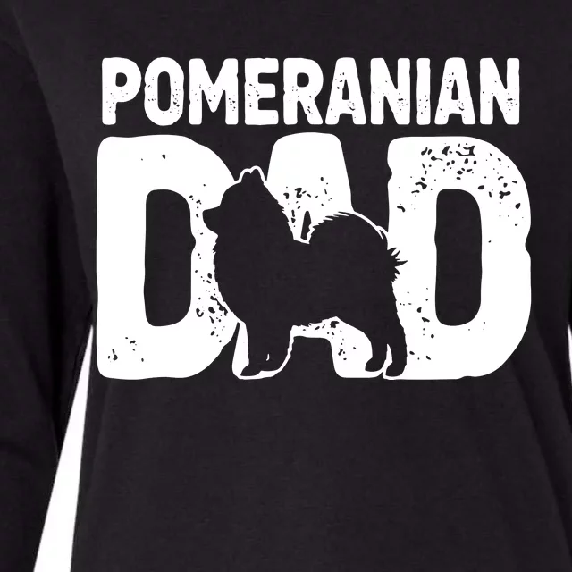 Pomeranian Dad Dog Lover Funny Pom Dog Owner Father Daddy Womens Cotton Relaxed Long Sleeve T-Shirt