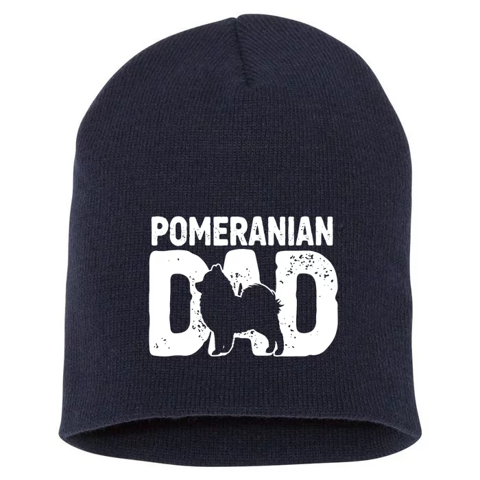 Pomeranian Dad Dog Lover Funny Pom Dog Owner Father Daddy Short Acrylic Beanie