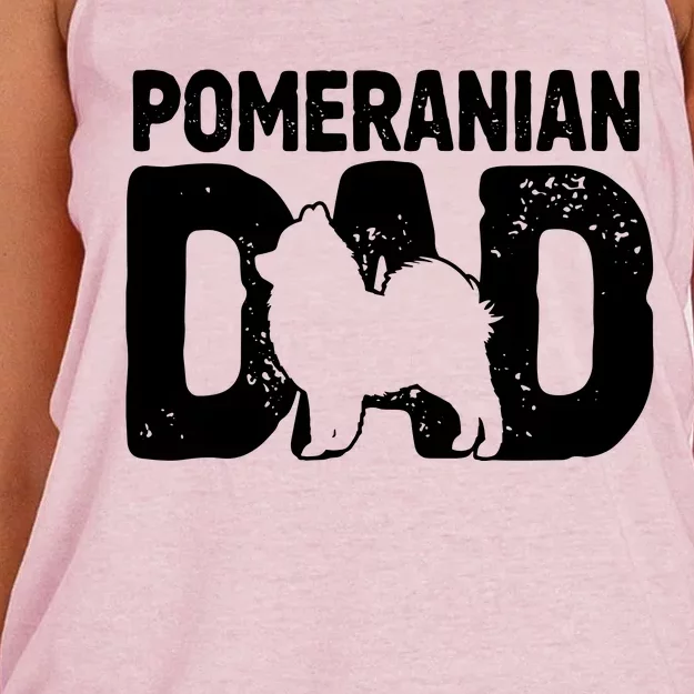 Pomeranian Dad Dog Lover Funny Pom Dog Owner Father Daddy Women's Knotted Racerback Tank