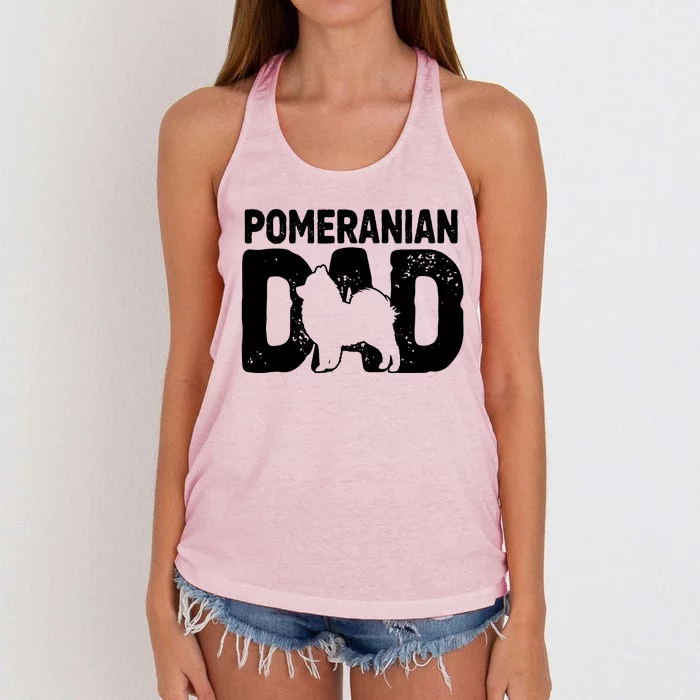 Pomeranian Dad Dog Lover Funny Pom Dog Owner Father Daddy Women's Knotted Racerback Tank