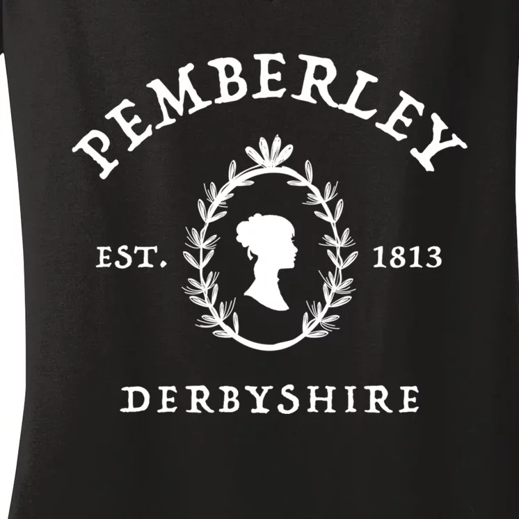 Pemberley Derbyshire Est 1813 Pride And Prejudice Jane Austen Women's V-Neck T-Shirt