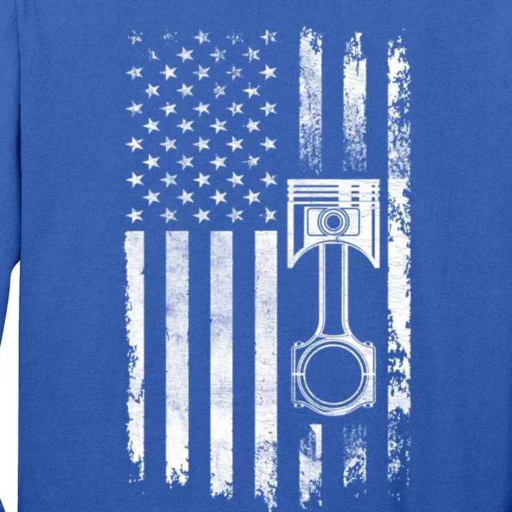 Piston Diesel Engine Us Flag Diesel Mechanic Cars Repair Cool Gift Tall Long Sleeve T-Shirt