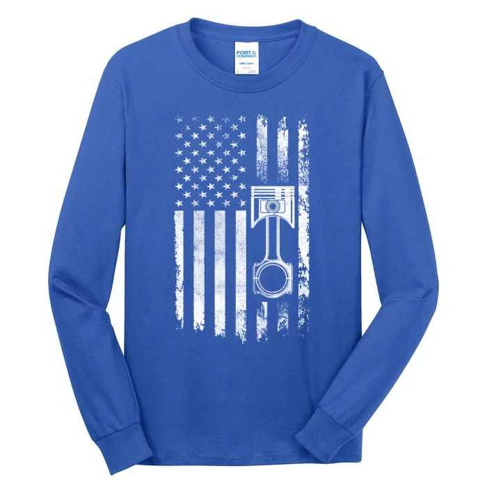 Piston Diesel Engine Us Flag Diesel Mechanic Cars Repair Cool Gift Tall Long Sleeve T-Shirt