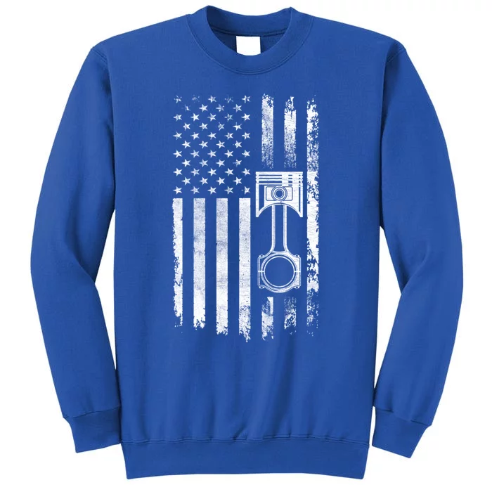 Piston Diesel Engine Us Flag Diesel Mechanic Cars Repair Cool Gift Tall Sweatshirt