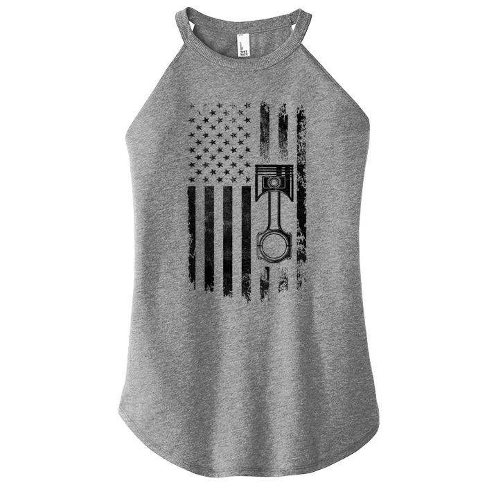 Piston Diesel Engine Us Flag Diesel Mechanic Cars Repair Cool Gift Women’s Perfect Tri Rocker Tank