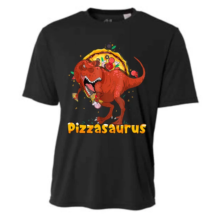 Pizzasaurus Dinosaur Eating Pizza T Rex Cooling Performance Crew T-Shirt