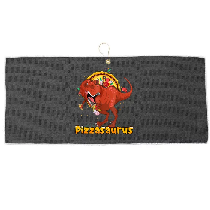 Pizzasaurus Dinosaur Eating Pizza T Rex Large Microfiber Waffle Golf Towel