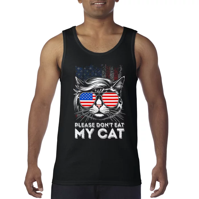 Please DonT Eat My Cat Funny Strange News Us Flag Sarcastic Tank Top