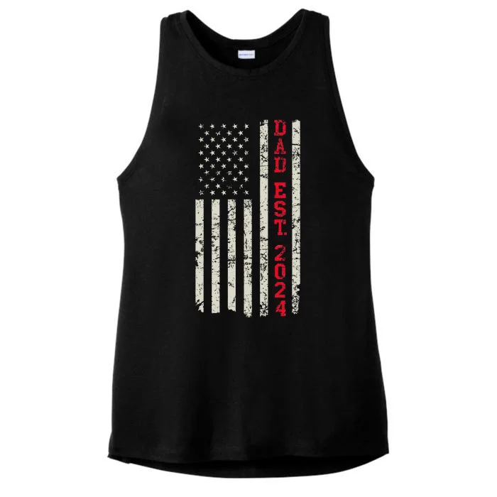 Patriotic Dad Est 2024 Dad Since 2024 Us Flag Ladies Tri-Blend Wicking Tank