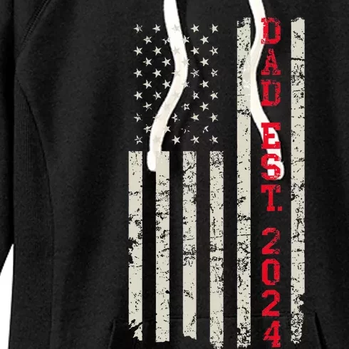 Patriotic Dad Est 2024 Dad Since 2024 Us Flag Women's Fleece Hoodie