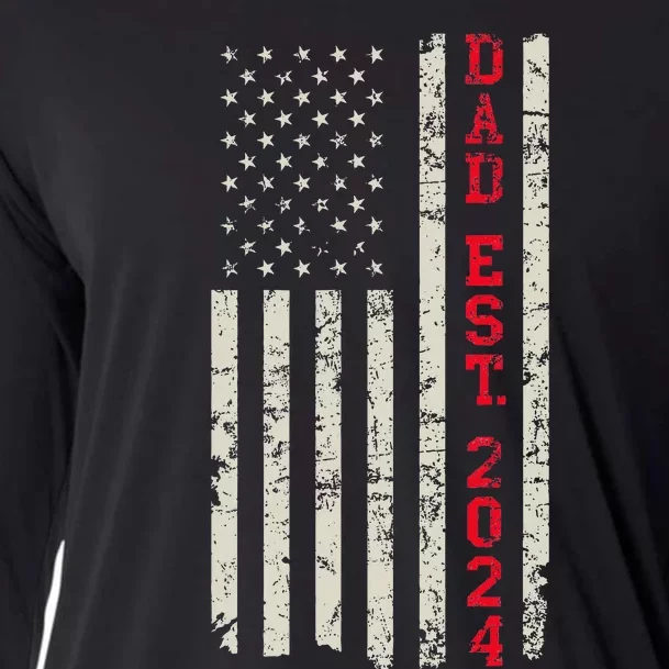 Patriotic Dad Est 2024 Dad Since 2024 Us Flag Cooling Performance Long Sleeve Crew