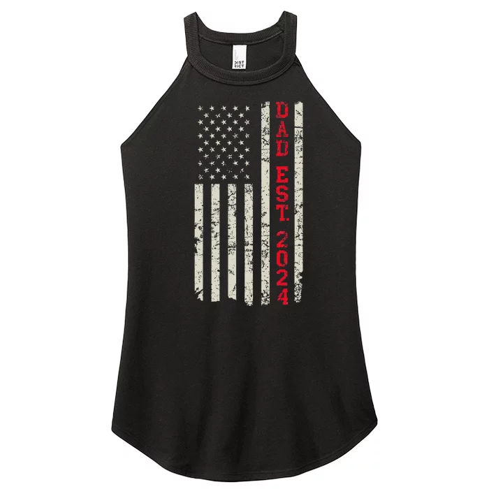 Patriotic Dad Est 2024 Dad Since 2024 Us Flag Women’s Perfect Tri Rocker Tank