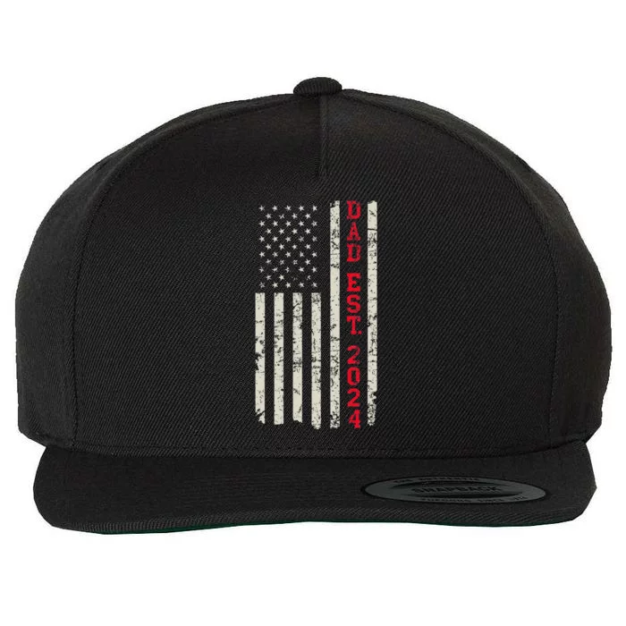 Patriotic Dad Est 2024 Dad Since 2024 Us Flag Wool Snapback Cap