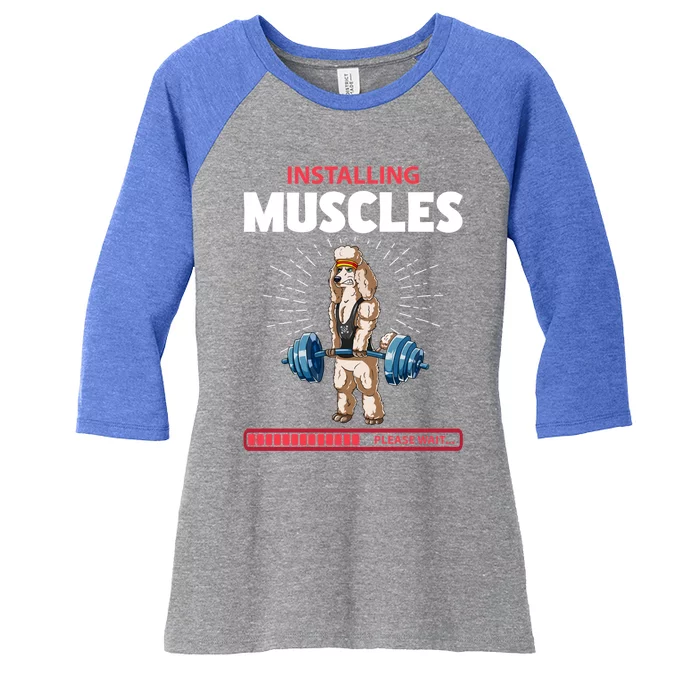 Poodle Deadlift Fitness Gym Weightlifting Gift Women's Tri-Blend 3/4-Sleeve Raglan Shirt