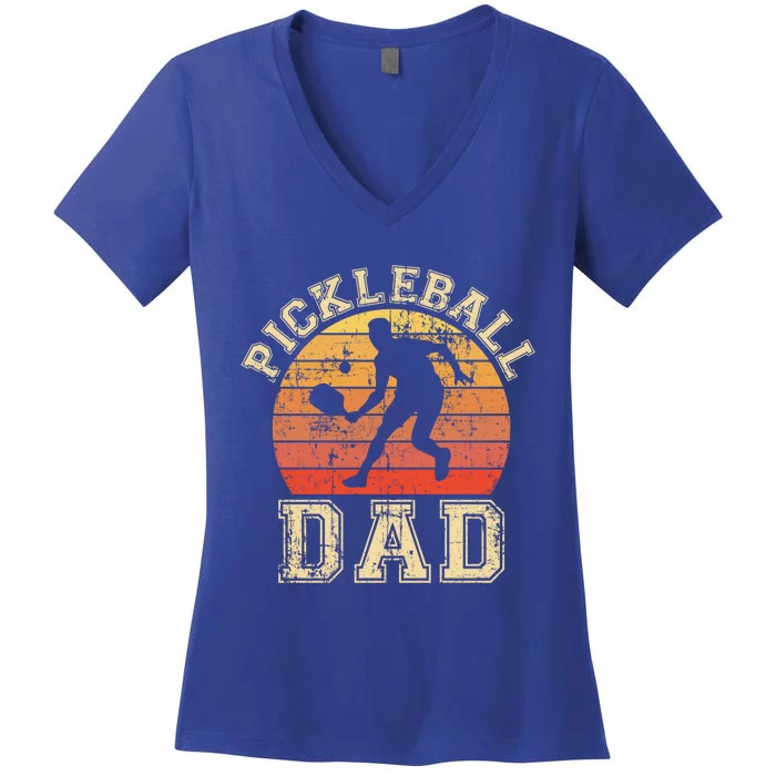 Pickleball Dad Funny Love Pickleball Player Father Daddy Funny Gift Women's V-Neck T-Shirt