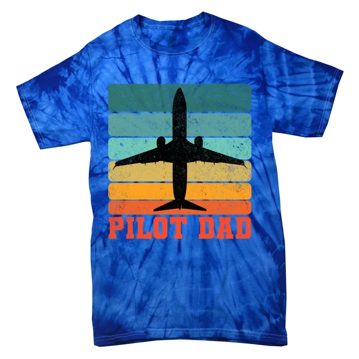 Pilot Dad Father Sunset Colour Plane Cute Gift Tie-Dye T-Shirt