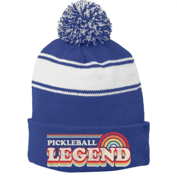 Pickleball Design Funny Pickleball Legend Cute Gift Stripe Pom Pom Beanie