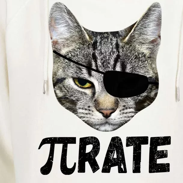 Pi Day Funny Cat Pirate Womens Funnel Neck Pullover Hood