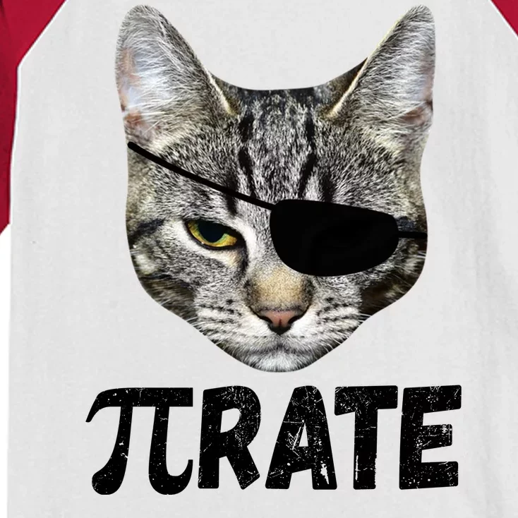 Pi Day Funny Cat Pirate Kids Colorblock Raglan Jersey