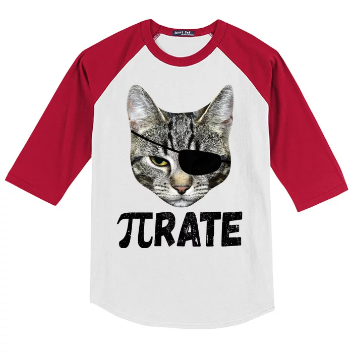 Pi Day Funny Cat Pirate Kids Colorblock Raglan Jersey