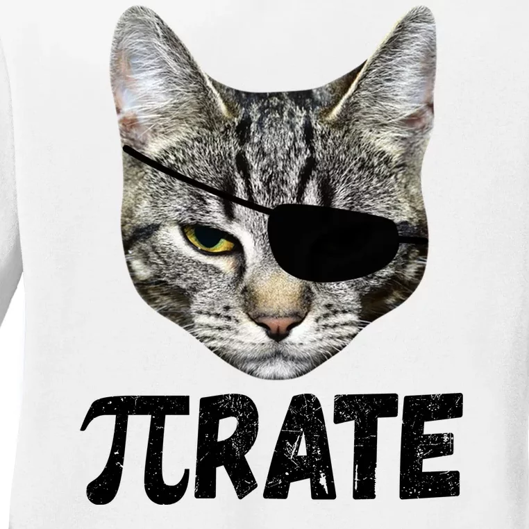 Pi Day Funny Cat Pirate Ladies Long Sleeve Shirt