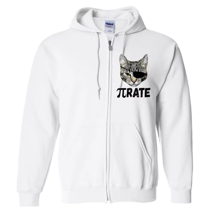 Pi Day Funny Cat Pirate Full Zip Hoodie