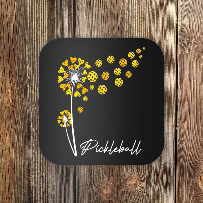 Pickleball Dandelion Flower Funny Pickleball Gift Coaster