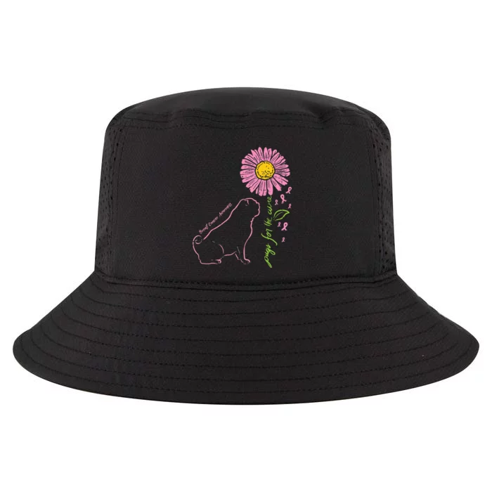 Pug Dog Flower Paw Cure Breast Cancer Awareness Support Gift Cool Comfort Performance Bucket Hat