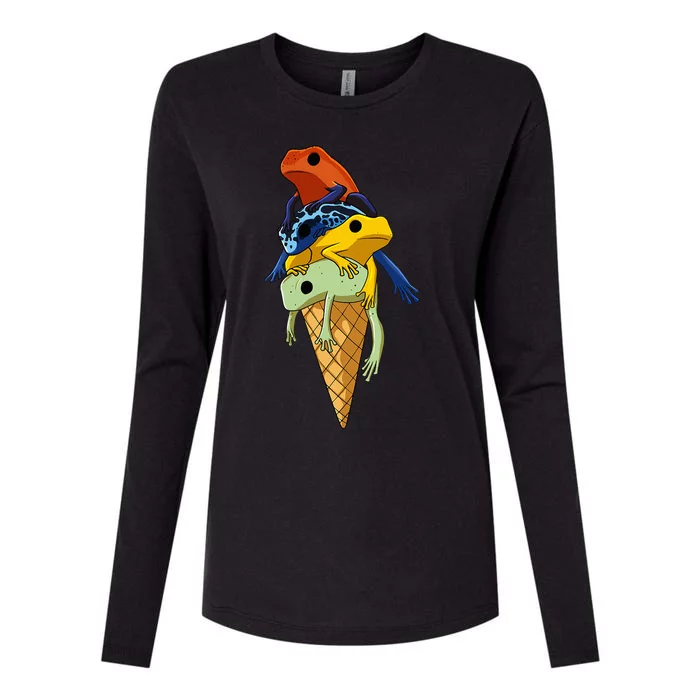 P.O.I.S.O.N Dart Frogs Ice Cream Womens Cotton Relaxed Long Sleeve T-Shirt