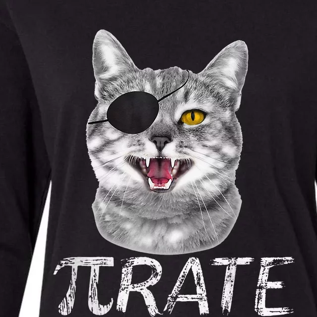 Pi Day Funny Math Science Cat Pirate Womens Cotton Relaxed Long Sleeve T-Shirt