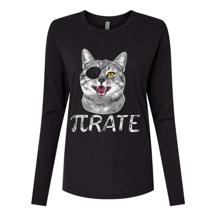 Pi Day Funny Math Science Cat Pirate Womens Cotton Relaxed Long Sleeve T-Shirt