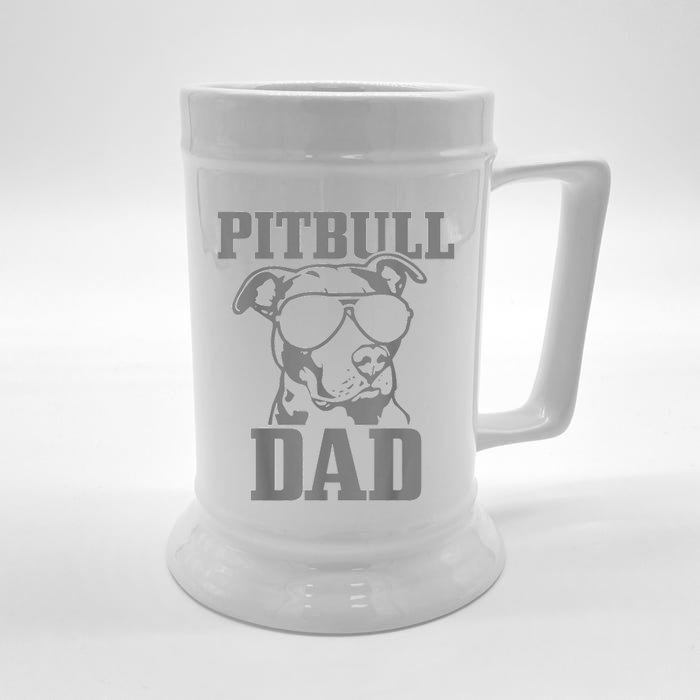 Pitbull Dad Funny Dog Pitbull Sunglasses Fathers Day Pitbull Front & Back Beer Stein