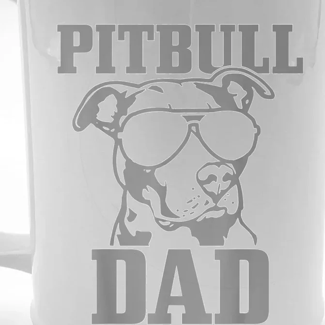 Pitbull Dad Funny Dog Pitbull Sunglasses Fathers Day Pitbull Front & Back Beer Stein