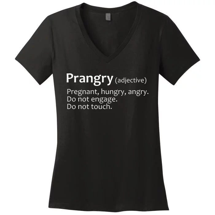 Prangry Definition Funny Pregnancy Announcement Women's V-Neck T-Shirt