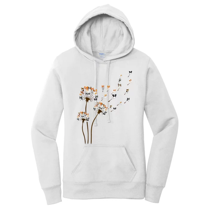 Papillon Dogs Flower Fly Dandelion Dog Mama Dog Lover Women's Pullover Hoodie