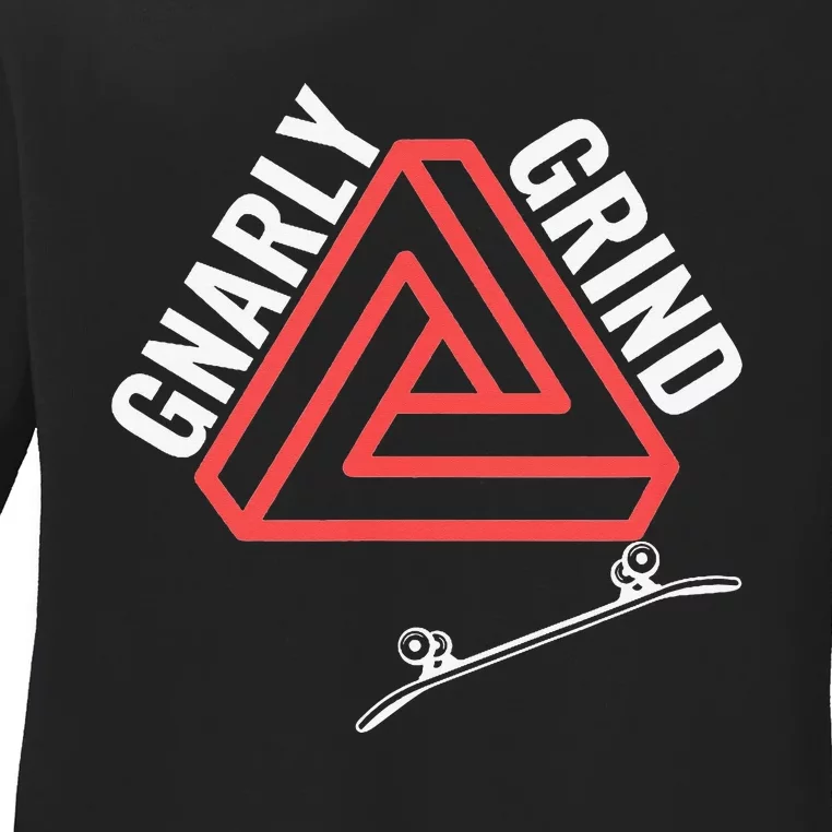 ProSkateboard Design for Athletes and Gnarly Grinders Ladies Long Sleeve Shirt