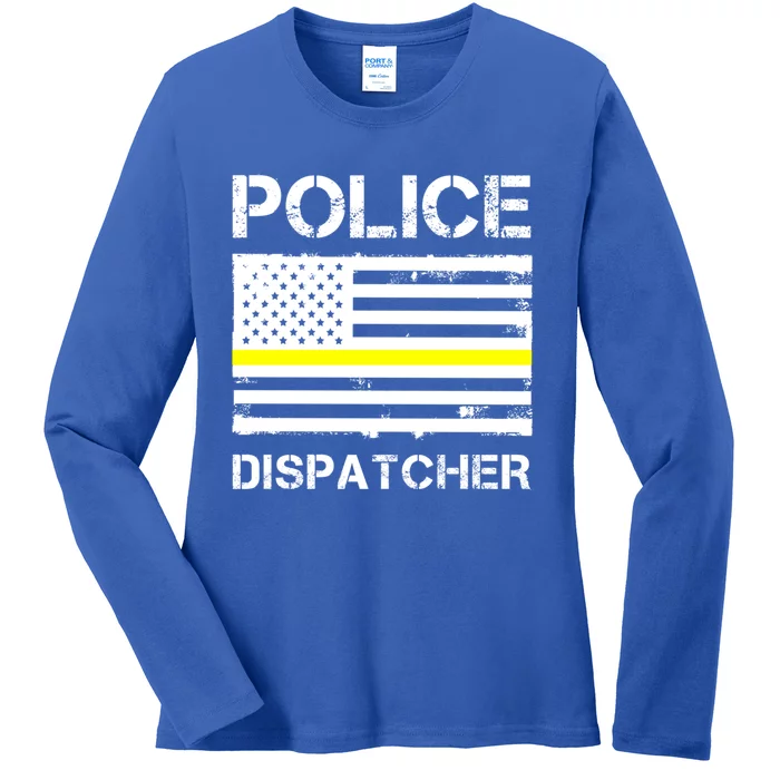 Police Dispatcher First Responder Thin Yellow Line Us Flag Gift Ladies Long Sleeve Shirt