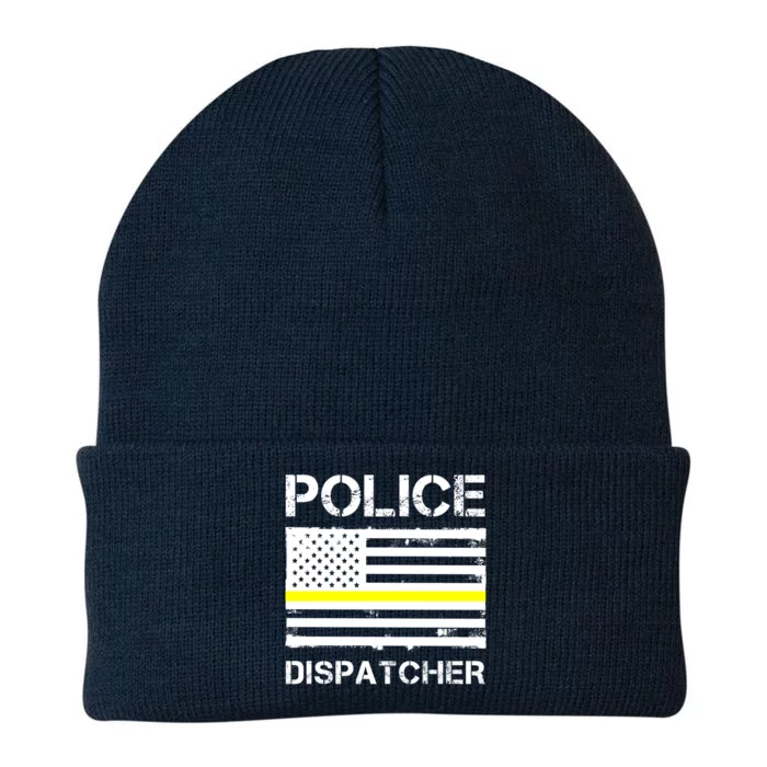 Police Dispatcher First Responder Thin Yellow Line Us Flag Gift Knit Cap Winter Beanie