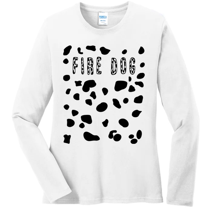 Pretend Dalmatian Fire Dog Costume Dog Spots Ladies Long Sleeve Shirt