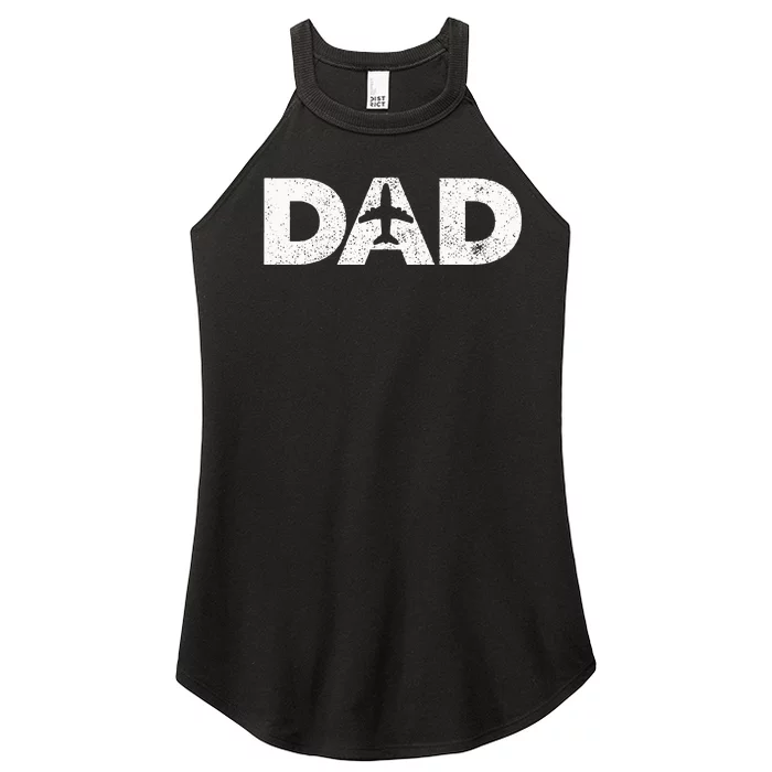 Pilot Dad Father's Day Gift for Airplane and Aviation Lover Women’s Perfect Tri Rocker Tank