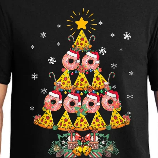 Pizza & Donut Funny Christmas Tree Merry Xmas Crustmas Light Pajama Set