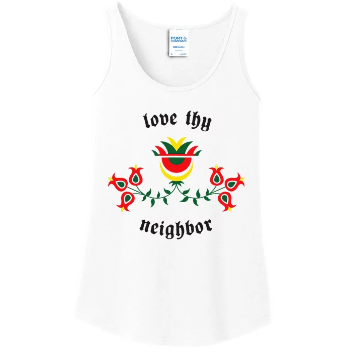 Pennsylvania Dutch Fraktur Love Thy Neighbor Ladies Essential Tank