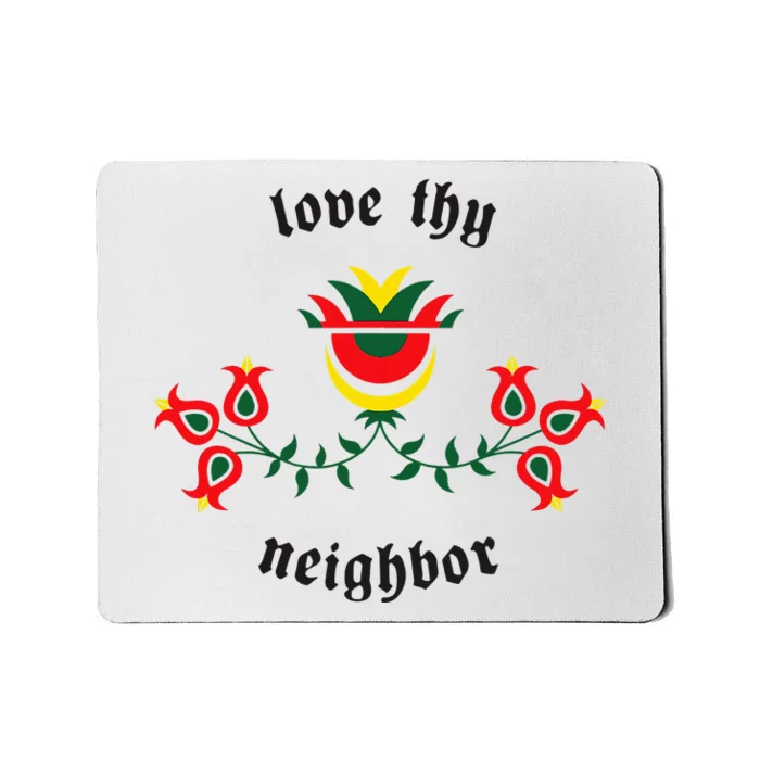 Pennsylvania Dutch Fraktur Love Thy Neighbor Mousepad